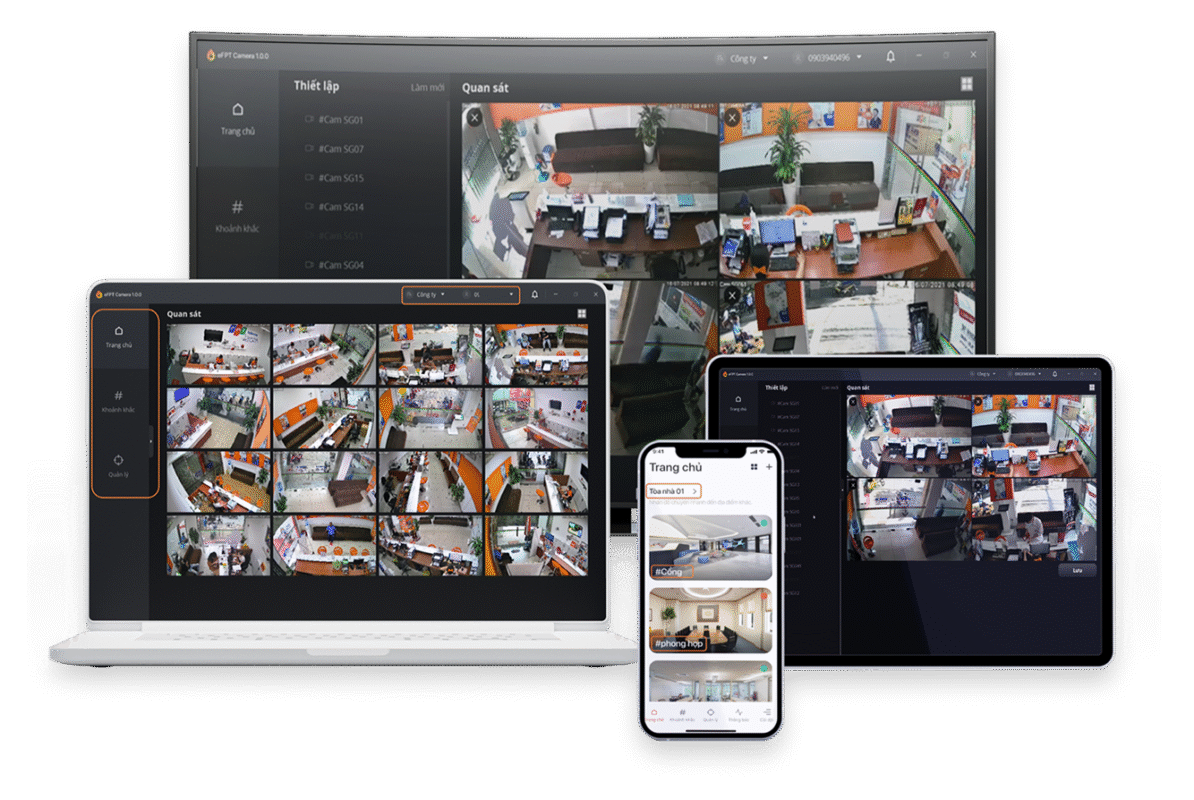 Theo dõi và quản lý camera từ xa bằng ứng dụng FPT Camera trên điện thoại, máy tính, tablet