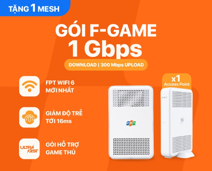 Internet Wifi F-Game của FPT chuyên dành cho game thủ, streamer, tốc độ cao 1 Gbps