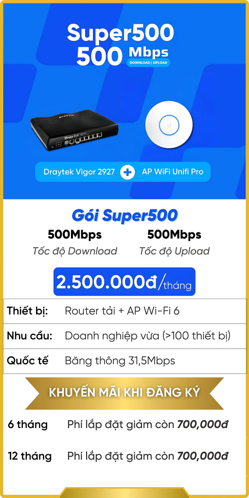 gói Internet Wifi 6 Doanh Nghiệp Super500 của FPT